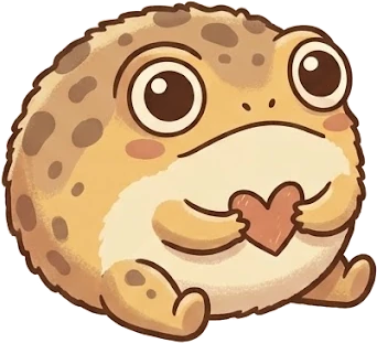 Gezeichneter gyupo-Frosch, der ein Herz fest an sich drückt